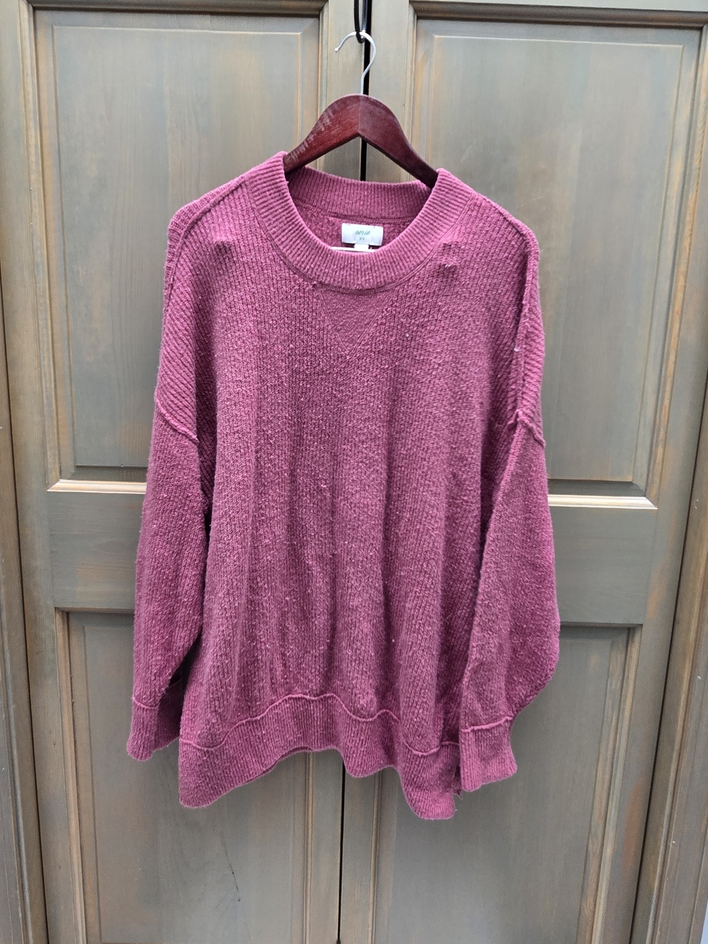 aerie Wine Pink Crewneck Chenille Sweater